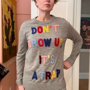 Love Moschino hand-embroidered sweater DON’T GROW UP, IT’S A TRAP size S